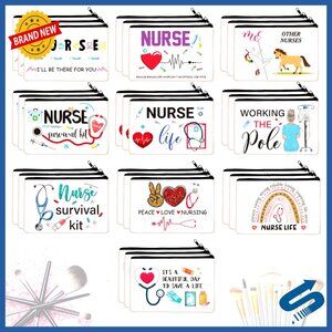 Canvas Cosmetic Bags Nurse Themed Travel Toiletry Cases Zipper Pouch Set